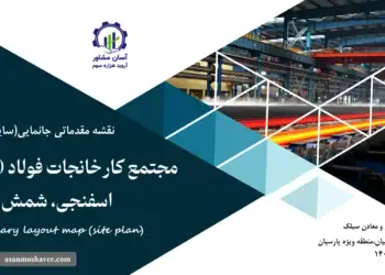 نقشه جانمایی (سایت پلان) مجتمع کارخانجات فولاد (کنسانتره، اسفنجی، شمش)